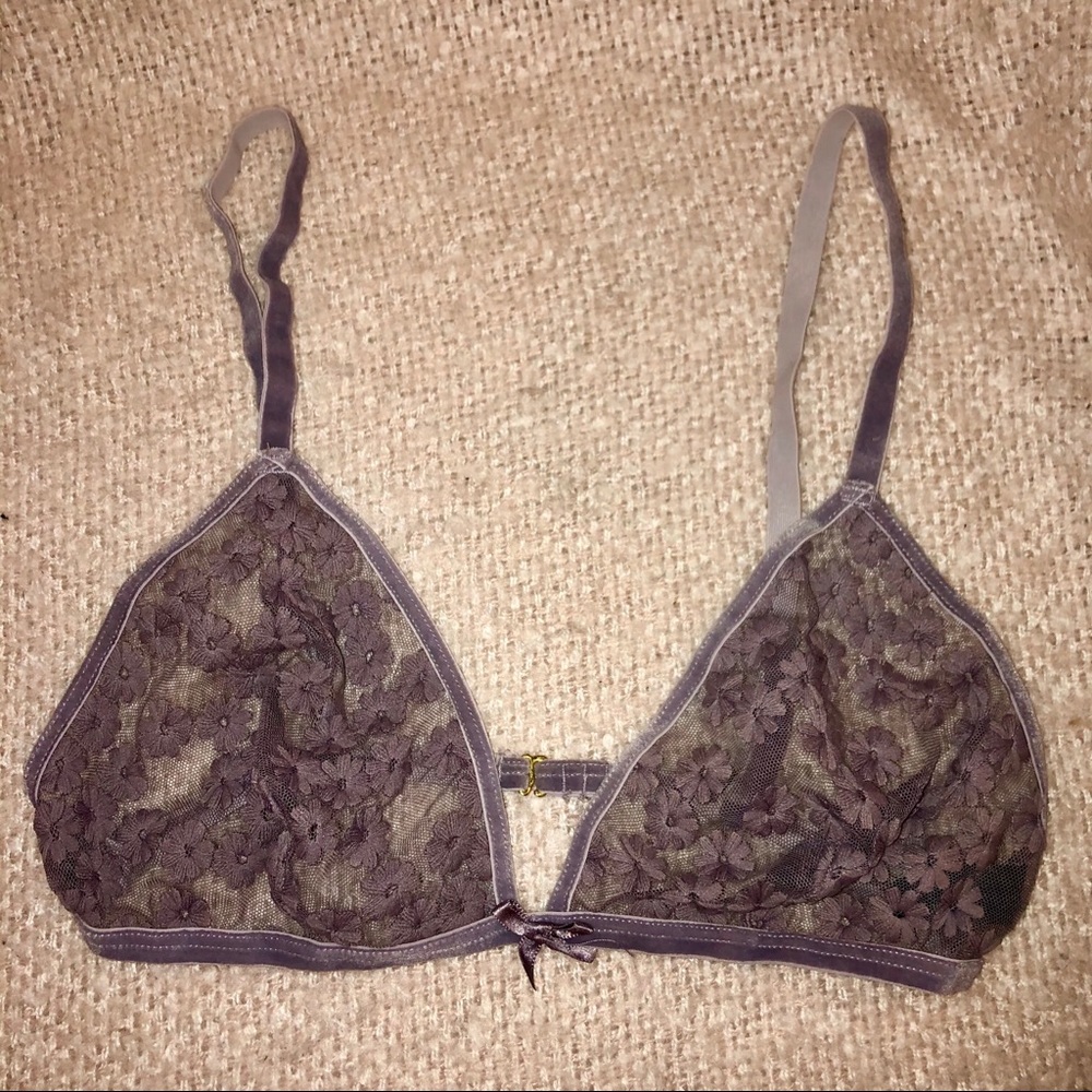 🌱 Bralette purple lace mesh floral